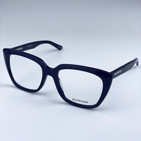 NEW Balenciaga BB0062O 006 Dark Blue Logo Square Women Eyeglasses - Picture 4 of 11
